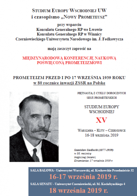 Program Konferencji Prometejskiej 2019 - Warszawa-Kuty-Czerniowce